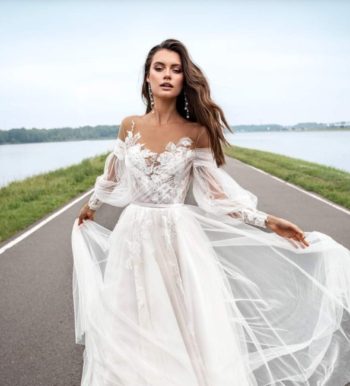 свадебное платье с воздушными рукавами