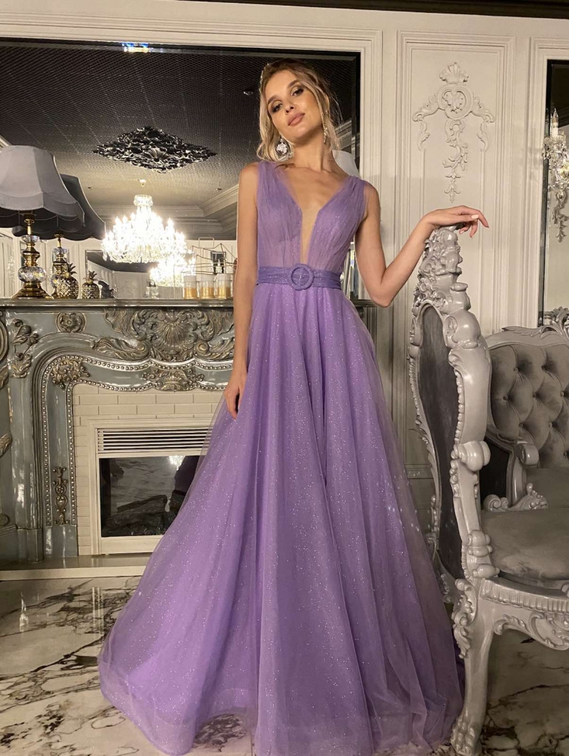 лиловое вечернее платье